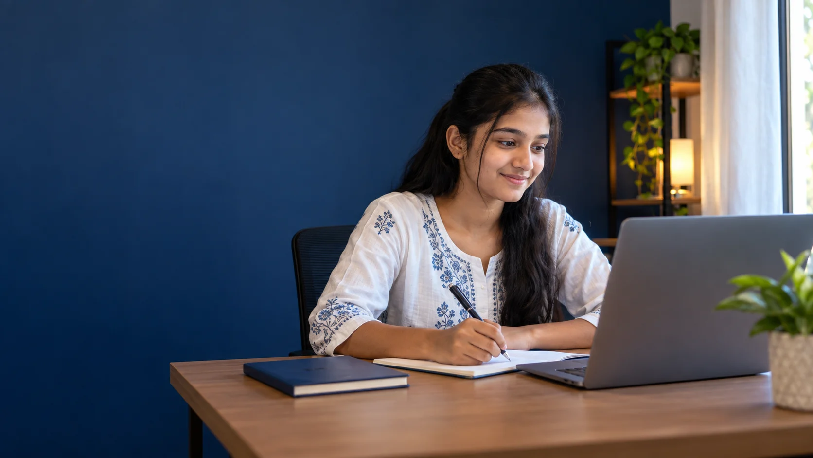 JNEXT student attending an online class